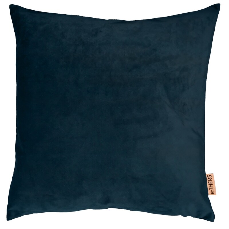 Petroleum blank velour pude - Kvadratisk