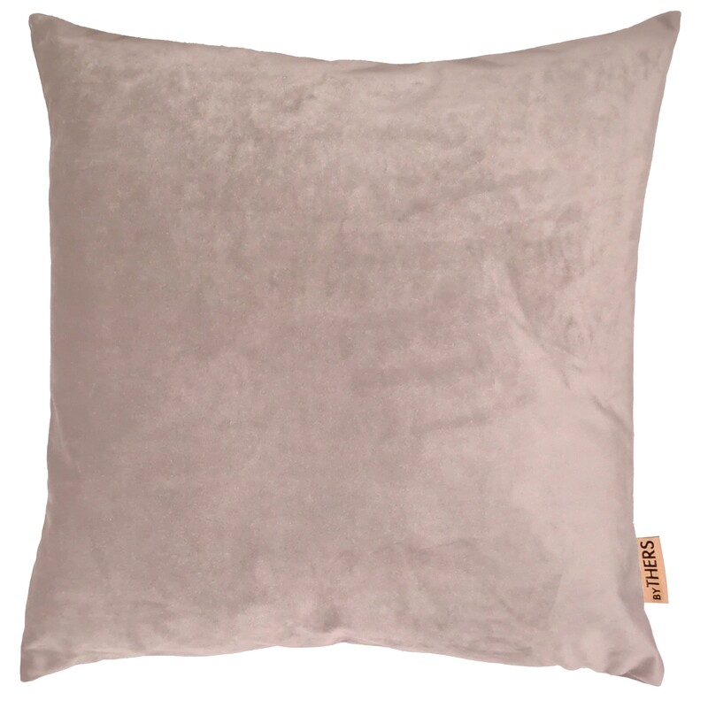 Rosa blank velour pude - Kvadratisk