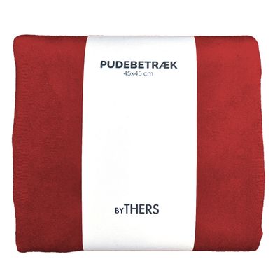 Rød velour pudebetræk - Kvadratisk