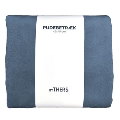 Støvet blå velour pudebetræk - Kvadratisk