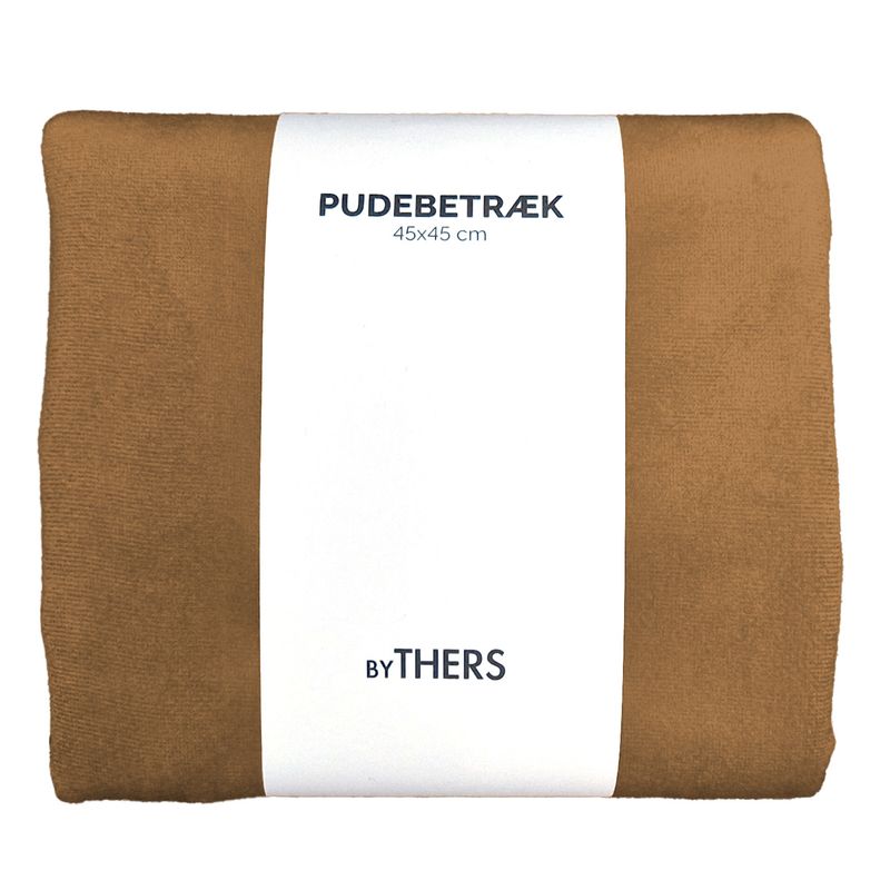 Brun velour pudebetræk - Kvadratisk