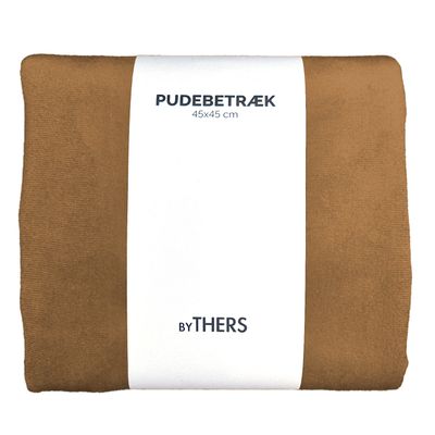 Brun velour pudebetræk - Kvadratisk