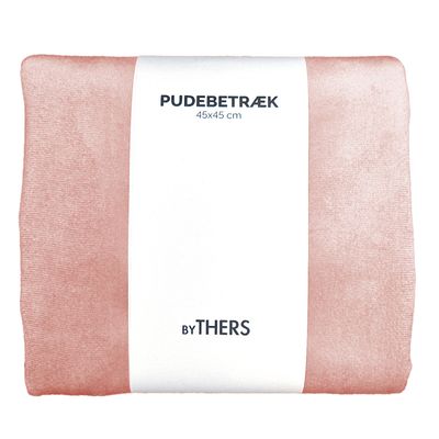 Rosa velour pudebetræk - Kvadratisk