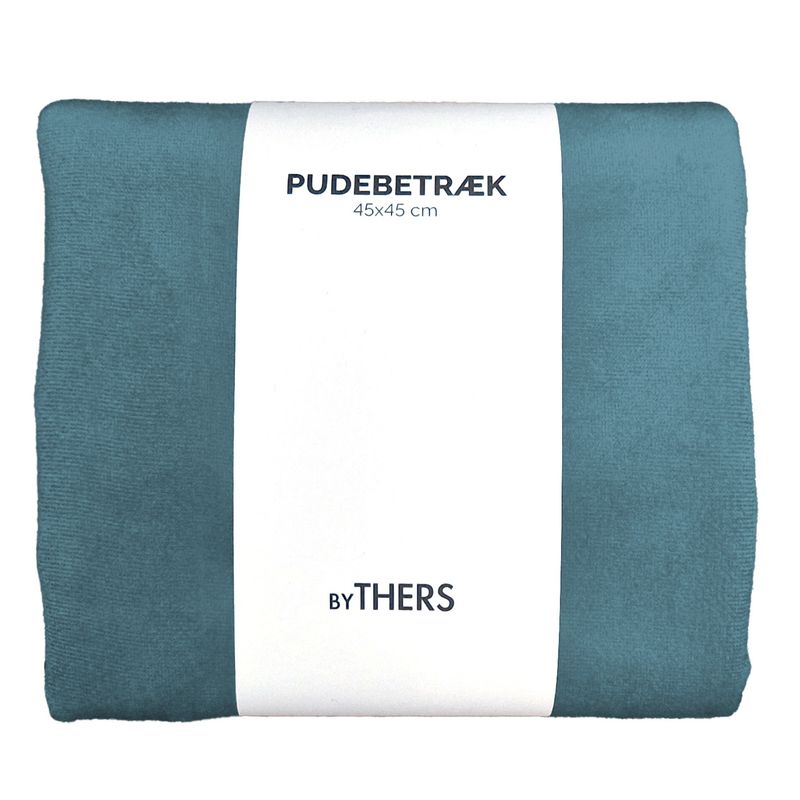 Petroleum velour pudebetræk - Kvadratisk