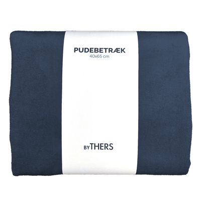 Mørk blå velour pudebetræk - Aflang