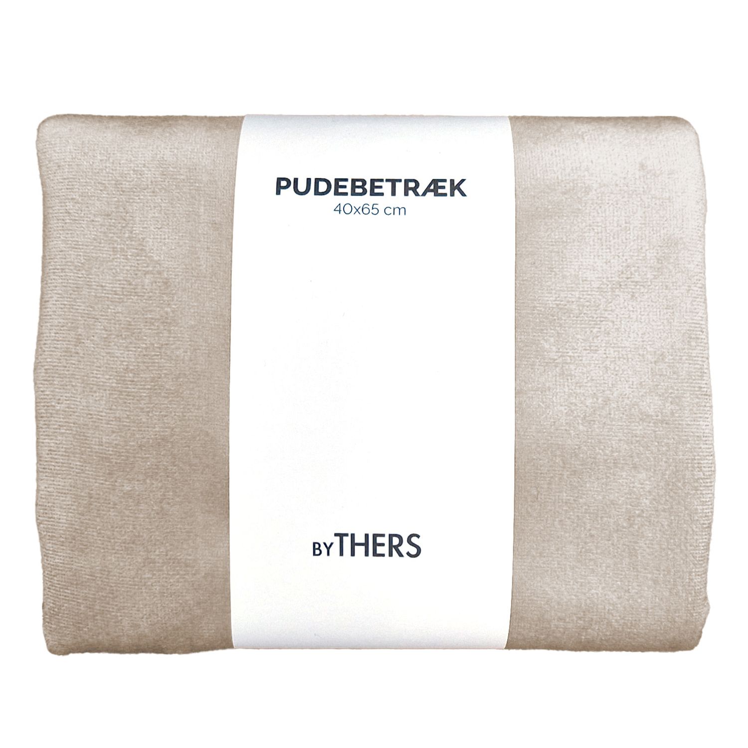 Beige velour pudebetræk - Aflang
