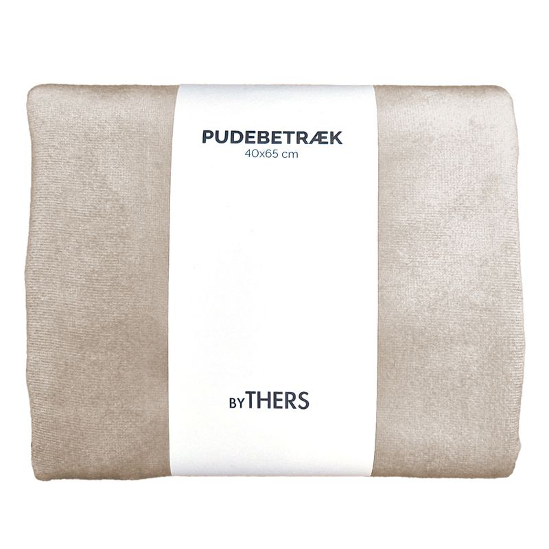 Beige velour pudebetræk - Aflang