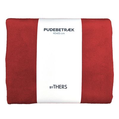 Rød velour pudebetræk - Aflang