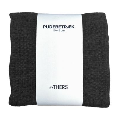 Sort chenille pudebetræk - Kvadratisk