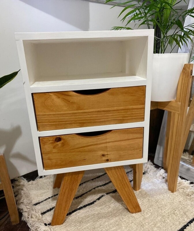 Mesa De Luz Nórdica Con Cajones