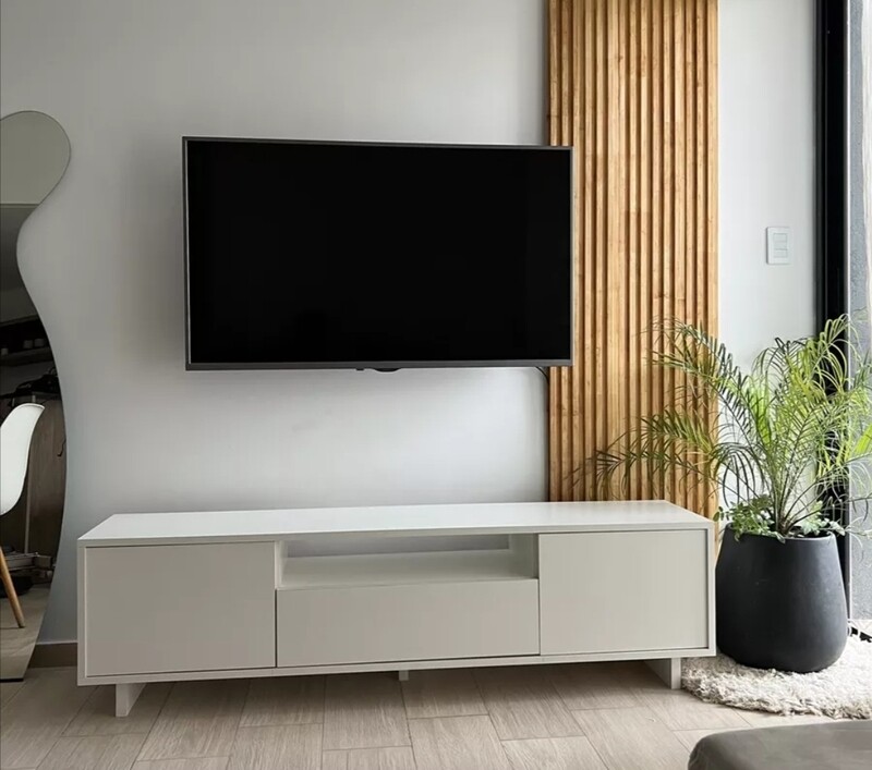 Rack Para Tv Nórdico Todo Blanco