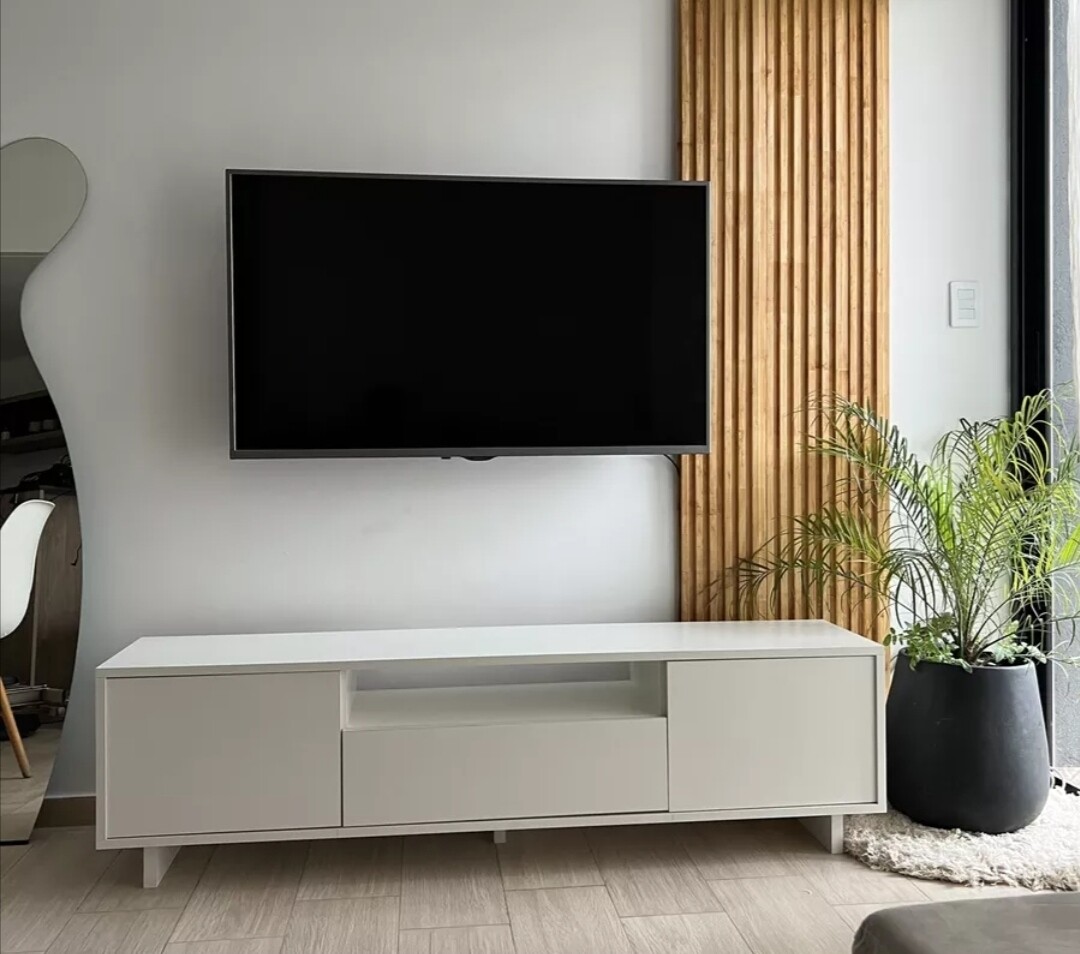 Rack Para Tv Nórdico Todo Blanco