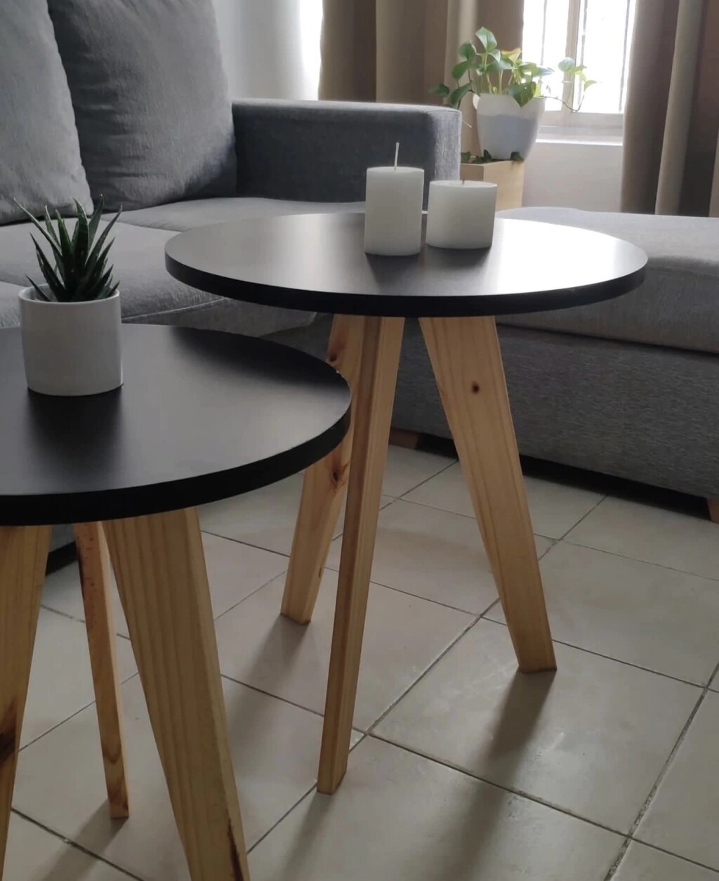 Mesa Ratona Redonda Set X2 Estilo Escandinavo/nido