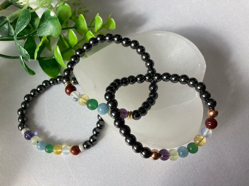 Healing Hematite Chakra Bracelet With Sterling Silver, Rose Gold Or Brass