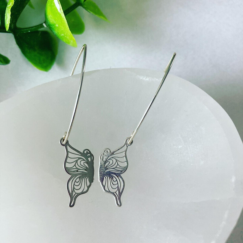 Beautiful Butterfly Earrings Solid Sterling Silver