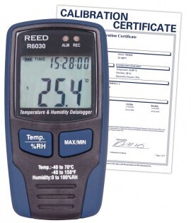 REED R6030 Temperature/Humidity Data Logger, includes ISO Certificate