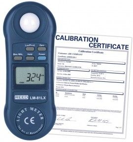 REED LM-81LX Compact Light Meter, 20,000 Lux / 1,860 Foot Candles (Fc), includes ISO Certificate