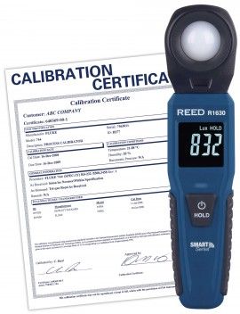 REED R1630-NIST Light Meter, Bluetooth Smart Series, includes ISO Certificate