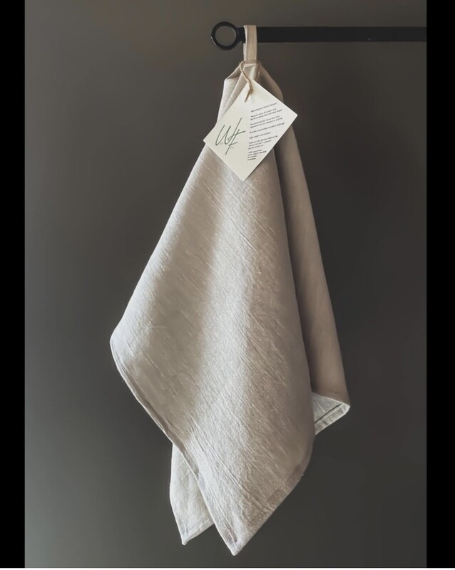 Hair Towel. Natural flax Linen with Hanging Tab