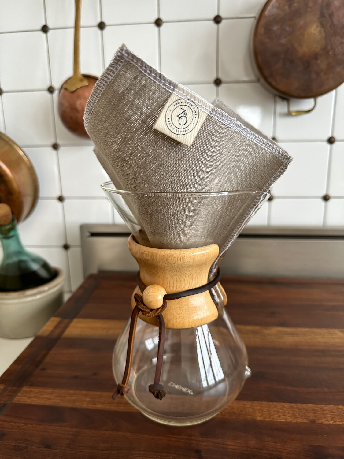 100% Natural Flax Linen Reusable Coffee Filter For Chemex Style Pour-Over Coffee Makers. Free Shipping on 2 or more.