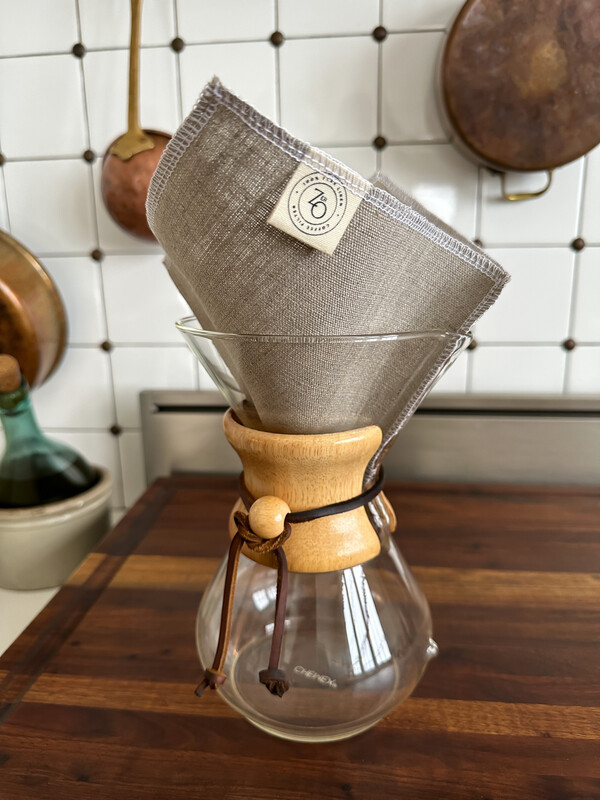 100% Natural Flax Linen Reusable Coffee Filter For Chemex Style Pour-Over Coffee Makers. Free Shipping on 2 or more.