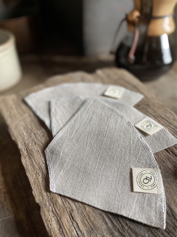 100% Natural Flax Linen Reusable Coffee Filter For Pour-Over and Electric Drip Coffee Makers. Free Shipping on 2 or more.