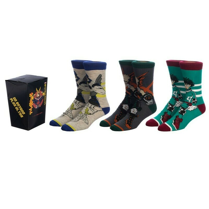 My Hero Academia | Deku/Izuku, Bakugo, & Tenya | 3-Pk Crew Sock Set