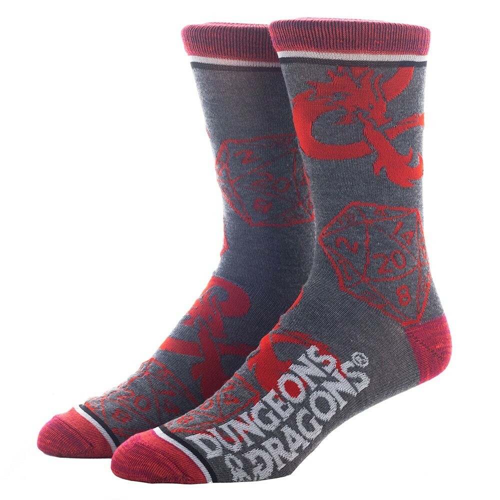 Dungeons and Dragons Symbols Crew Socks Red