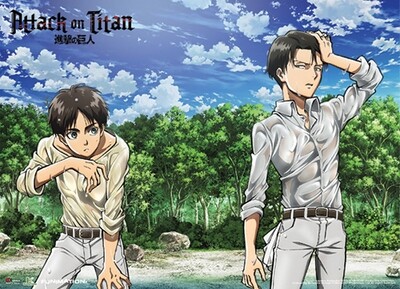 Attack On Titan | Eren & Levi - Soaked On Shore | Wall Scroll