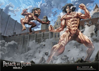 Attack On Titan | Eren Yeager (Attack Titan Form) Vs. A Titan | Wall Scroll