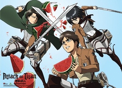 Attack On Titan | Eren, Mikasa, & Levi - Watermelon Fight | Wall Scroll