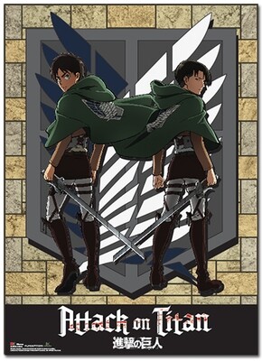 Attack On Titan | Eren & Levi - Survey Corps' Logo | Wall Scroll