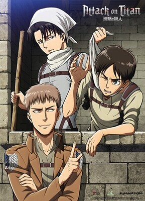 Attack On Titan | Eren, Levi, & Jean - "Cleaning" | Wall Scroll