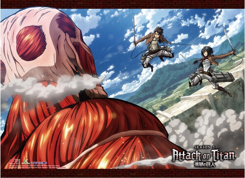 Attack On Titan | Eren & Mikasa Vs. Colossal Titan | Wall Scroll