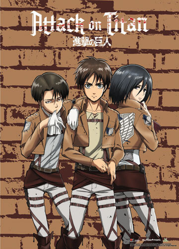 Attack On Titan | Eren, Mikasa, & Levi | Wall Scroll