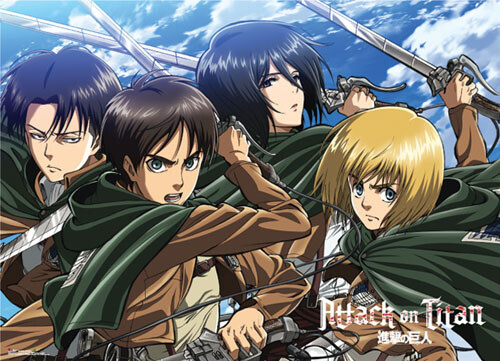 Attack On Titan | Eren, Mikasa, Levi, & Armin - Swords Drawn | Wall Scroll