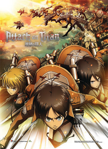 Attack On Titan | Eren, Mikasa, & Armin - Regiment Attack | Wall Scroll