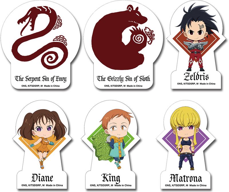 The Seven Deadly Sins - S3 | Main Characters & Their Tattoos - Set 3 | 6-PC SD Die-Cut Sticker Set