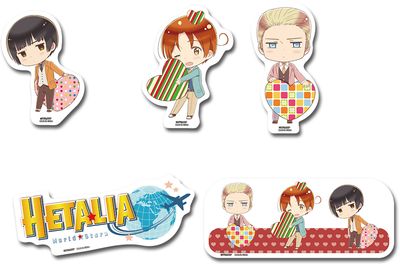 Hetalia - S7: World Stars | Japan, Italy, & Germany - Hearts | 5-PC SD Die-Cut Sticker Set