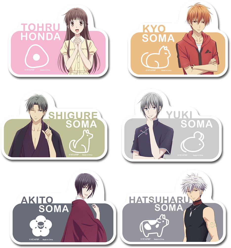 Fruits Basket (2019) | Tohru & Sohma Family | 6-PC Die-Cut Name-Tag Sticker Set