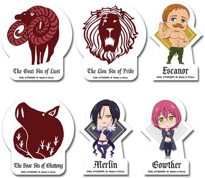 The Seven Deadly Sins - S3 | Main Characters & Their Tattoos - Set 2 | 6-PC SD Die-Cut Sticker Set