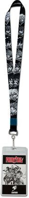 FAIRY TAIL (MANGA) - NATSU & MAIN CHARACTERS BLACK/WHITE COLOR WITH NAME LANYARD
