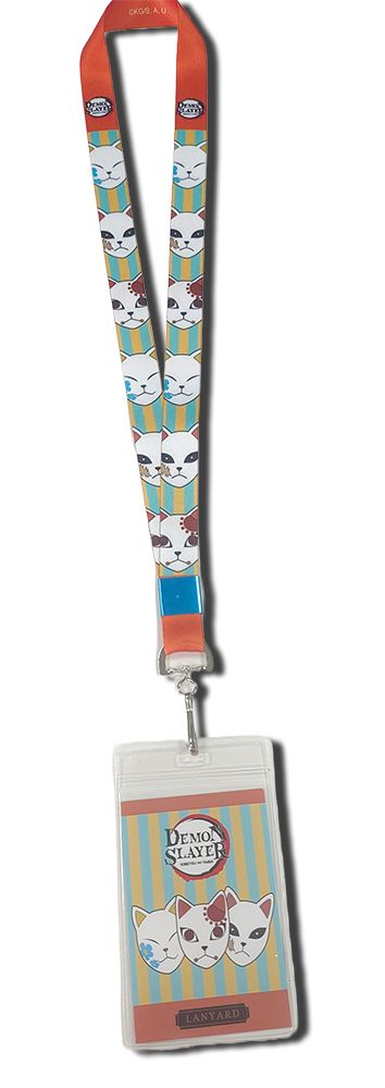 Demon Slayer | Makomo, Tanjiro, & Sabito's Kitsune Masks | Light Color Lanyard