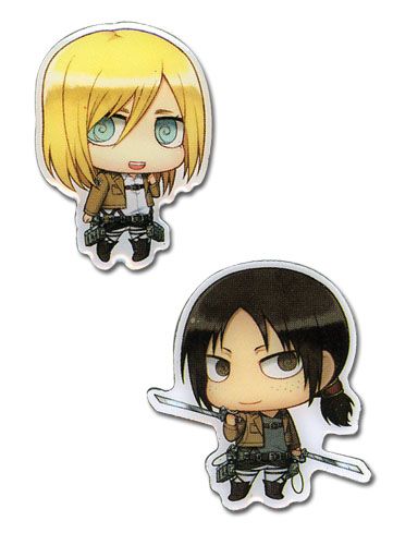 Attack On Titan | Christa & Ymir (Chibi) | 2-Pc Metal PinsArt Pin Set