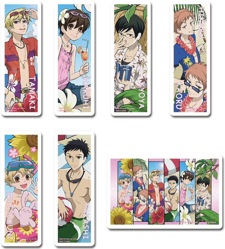 Ouran Host Club | Host Club Members - Vacation | 7-Pc Die-Cut Sticker Set