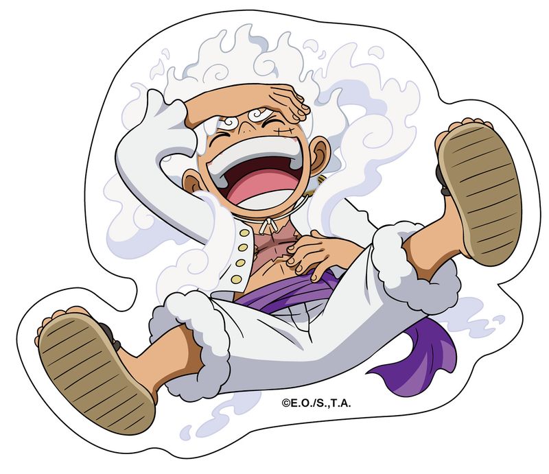 One Piece | Moneky D. Luffy/Straw Hat (Gear 5 Form) - Cracking Up Laughing | Chibi Decal Sticker
