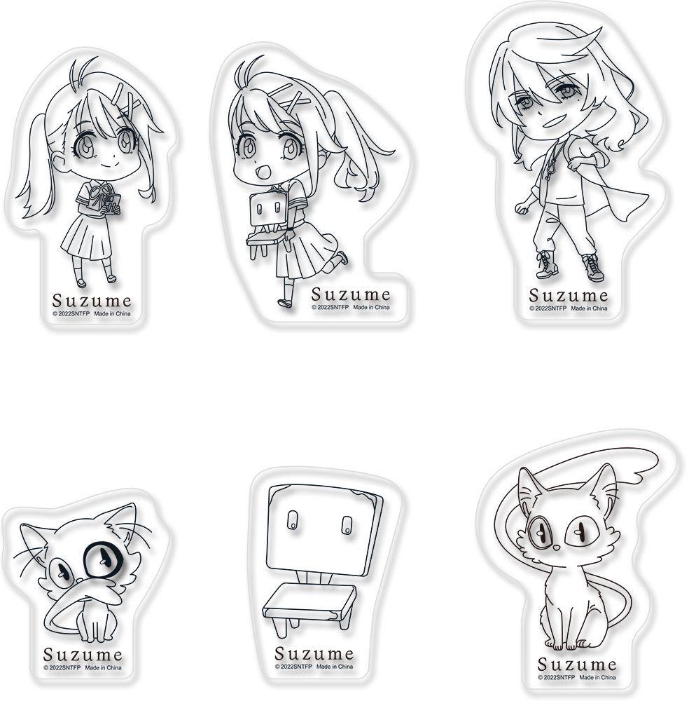 Suzume | Line Art | Transparent Die-Cut Sticker Set