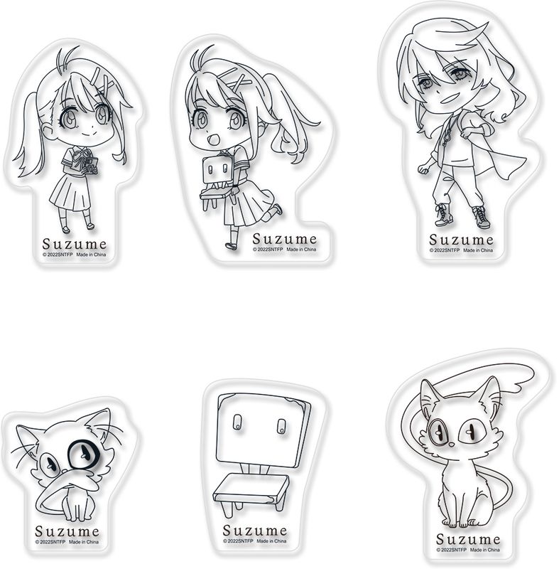 Suzume | Line Art | Transparent Die-Cut Sticker Set