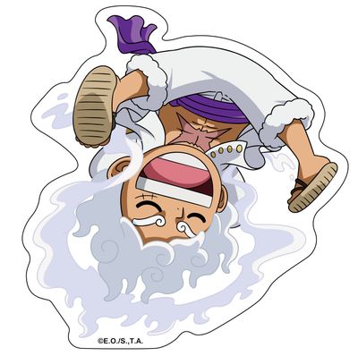 One Piece | Moneky D. Luffy/Straw Hat (Gear 5 Form) - Floating Upside Down | Chibi Decal Sticker