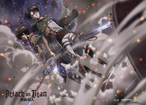 Attack On Titan | Eren & Levi - Mid-Combat | Wall Scroll